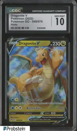 2022 Pokemon GO 049/078 Dragonite V Holo CGC 10 GEM MINT - Image 1