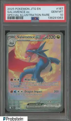 2025 Pokemon JTG En Special Illustration Rare #187 Salamence Ex PSA 10 GEM MINT - Image 1