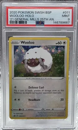 2020 POKEMON SWSH PROMO 2021 GENERAL MILLS 25TH ANNIVERSARY WOOLOO-HOLO PSA 9 - Image 1