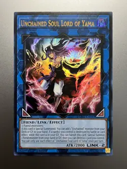 Yugioh - Unchained Soul Lord of Yama Ultra Rare DUNE-EN049, Near Mint, 1st Ed - Image 1