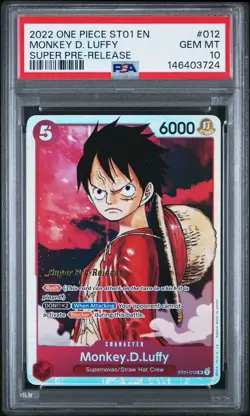 One Piece Monkey D. Luffy Super Pre-Release Starter Deck ST01-012 PSA 10 - Image 1