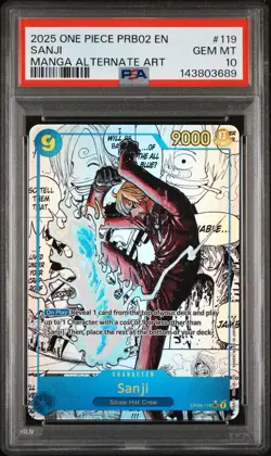 2025 ONE PIECE MANGA ALTERNATE ART PRB02-119 PREM BOOSTER VOL.2 SANJI PSA 10 - Image 1