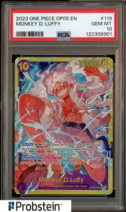 2023 One Piece OP05 EN #119 Monkey D. Luffy PSA 10 GEM MINT - Image 1