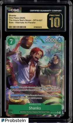 2026 One Piece OP14 The Azure Sea's Seven #027 Shanks CGC 10 PRISTINE - Image 1