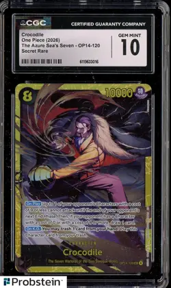 2026 One Piece OP14 The Azure Sea's Seven #120 Crocodile CGC 10 GEM MINT - Image 1
