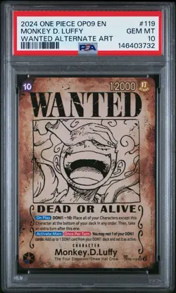 2024 One Piece OP-09 Luffy Gear 5 Wanted OP05-119 Alt Art PSA 10 Gem Mint - Image 1