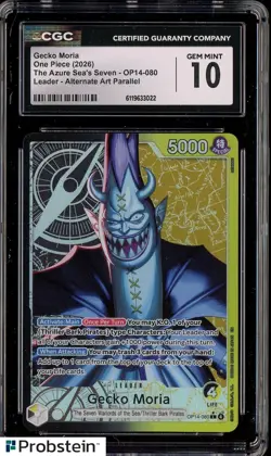 2026 One Piece OP14 The Azure Sea's Seven #080 Gecko Moria CGC 10 GEM MINT - Image 1