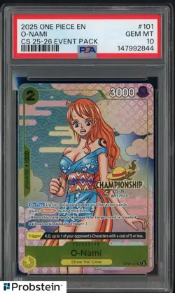 One Piece English OP06-101 O-Nami Championship 25-26 Event Pack PSA 10 - Image 1