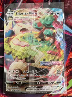 2020 Pokemon SNORLAX VMAX #142/202 Sword & Shield Jumbo Card Holo English - Image 1