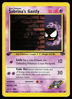 Sabrina's Gastly 96/132 Common 1st Edition Gym Challenge Pokemon Card - Image 1