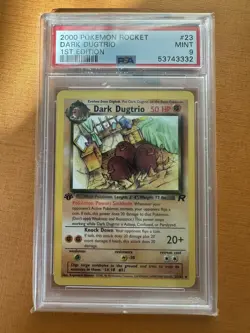 PSA 9 MINT Dark Dugtrio 23 Team Rocket 1st Edition Pokemon Card - Image 1