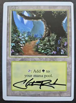RARE SIGNED MtG Magic Christopher Rush _ Revised Artist Proof _ FOREST -C _1/100 - Image 2