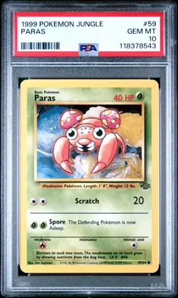 1999 POKEMON JUNGLE 59 PARAS PSA 10 GEM MINT - Image 1