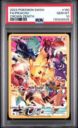 Pokemon Pikachu 160/159 Secret Rare SWSH Crown Zenith PSA 10 GEM MINT - Image 1