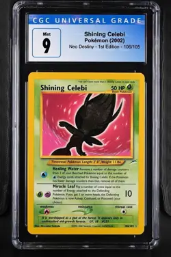 2002 Pokemon Shining Celebi Neo Destiny Unlimited 106/105 CGC 9 ERROR LABEL - Image 1