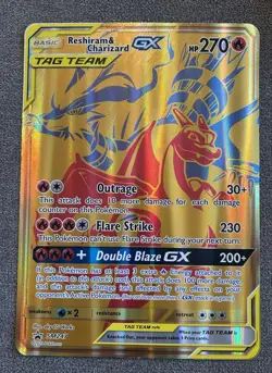 2021 Pokemon RESHIRAM & CHARIZARD GX Tag Team Black Star Promo SM247 JUMBO CARD - Image 1