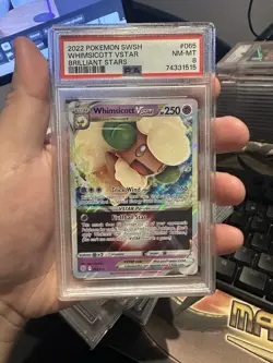 2022 POKEMON SWORD & SHIELD BRILLIANT STARS #065/172 WHIMSICOTT VSTAR PSA 8 - Image 1