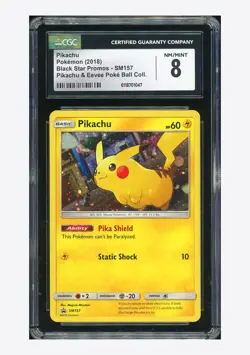 Pokemon CGC 8 Pikchu Promo 2018 SM157 Pikachu & Eevee Poke Ball Coll. English - Image 1