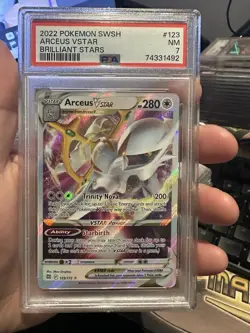 2022 Pokemon Brilliant Stars Full Art Arceus VStar 123/172 PSA 7 - Image 1