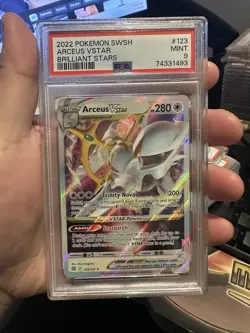 2022 Pokemon Brilliant Stars Full Art Arceus VStar 123/172 PSA 9 - Image 1