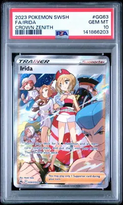 2023 POKEMON SWORD & SHIELD CROWN ZENITH #GG63 FULL ART/IRIDA PSA 10 - Image 1