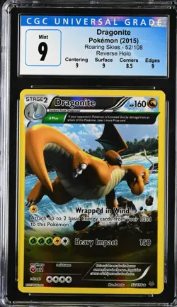 Pokemon 2015 Dragonite Reverse-Holo Roaring Skies #52 CGC 9 - Image 1