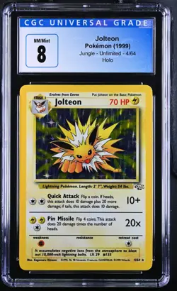 Pokemon 1999 Jolteon Holo Jungle #4 CGC 8 - Image 1