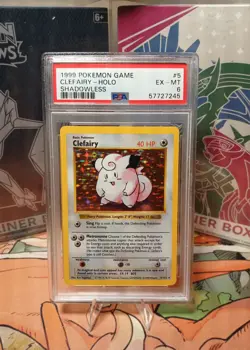 1999 Pokemon Base Set Shadowless Clefairy Holo 5/102 PSA 6 - Image 1