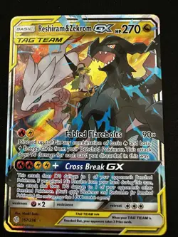 Pokemon TCG Reshiram & Zekrom GX 157/236 Cosmic Eclipse Tag Team NM - Image 1