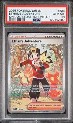 2025 POKEMON DRI EN-DESTINED RIVALS #236 ETHAN'S ADVENTURE PSA 10 - Image 1