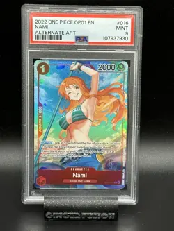 One Piece 2022 Op01 ENG Nami Alt Art #016 Pre-Errata PSA 9 - Image 1