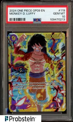 2024 One Piece OP09 EN #119 Monkey D. Luffy PSA 10 GEM MINT - Image 1