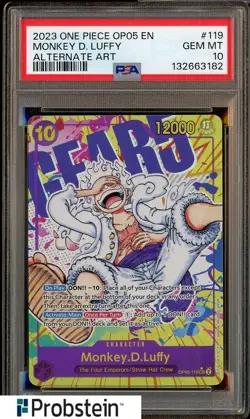 2023 One Piece OP05 EN #119 Monkey D. Luffy Alternate Art PSA 10 GEM MINT - Image 1