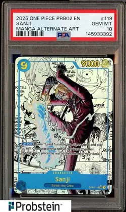 2025 One Piece PRB02 EN #119 Sanji Manga Alternate Art PSA 10 GEM MINT - Image 1