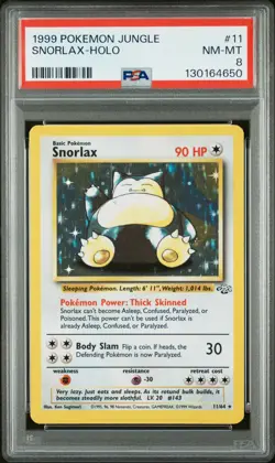 1999 POKEMON JUNGLE #11 SNORLAX-HOLO PSA 8 - Image 1