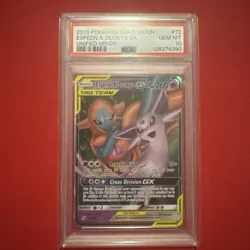 2019 POKEMON SUN & MOON UNIFIED MINDS #72 ESPEON & DEOXYS GX PSA 10 - Image 1