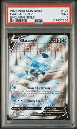 POKEMON 2021 FA/GLACEON V SWORD & SHIELD EVOLVING SKIES #175 PSA 9 - Image 1