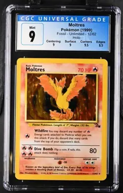 Pokemon Moltres 1999 Fossil 12/62 Holo CGC 9 - Image 1