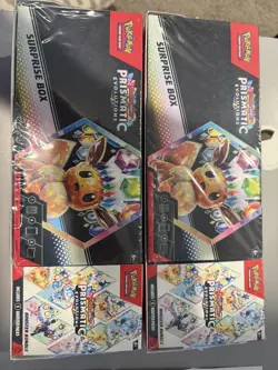 (LOT OF 2) Pokemon Prismatic Evolutions Sam’s Club Surprise Box + Booster Bundle - Image 1