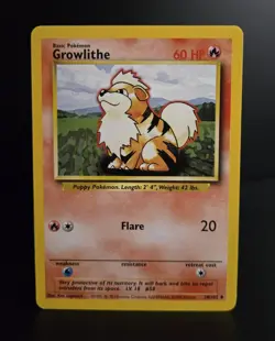 Pokemon TCG - GROWLITHE - 28/102 - UNLIMITED - BASE SET (1999) - WOTC - LP/NM - Image 1