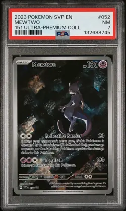 2023 POKEMON SVP EN-SV BLACK STAR PROMO 151 ULTRA-PREM COLL #052 MEWTWO PSA 7 - Image 1