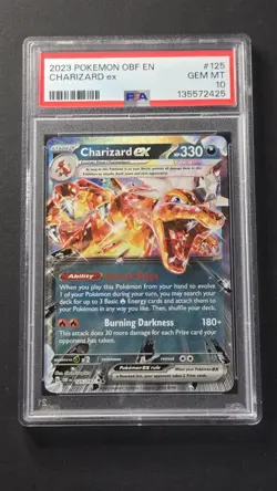 PSA 10 Charizard EX 125/197 Obsidian Flames Ultra Rare Pokemon 2023 - Image 1