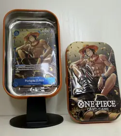 Bandai One Piece Tin Pack Set Vol.2 Portgas.D.Ace Promo Card + Tin (OPENED) - Image 1