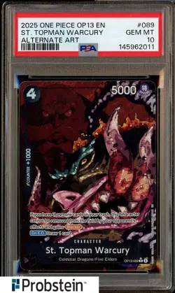 2025 One Piece OP13 EN #089 St. Topman Warcury Alternate Art PSA 10 GEM MINT - Image 1
