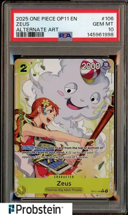 2025 One Piece OP11 EN #106 Zeus Alternate Art PSA 10 GEM MINT - Image 1