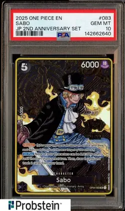 2025 One Piece EN JP 2nd Anniversary Set #083 Sabo PSA 10 GEM MINT - Image 1
