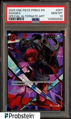 2025 One Piece PRB02 EN #007 Shanks Special Alternate Art PSA 10 GEM MINT - Image 1