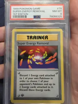 Pokemon TCG Super Energy Removal Shadowless 1st Edition Rare Trainer Card PSA 8 - Image 1