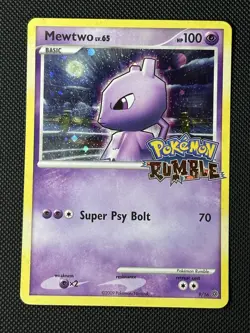 Mewtwo 9/16 Rumble Holo DMG/HP Promo Pokemon Rumble TCG Card - Image 1