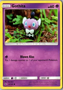 Gothita 52/145 Common SM - Guardians Rising LP Pokemon Card - Image 1
